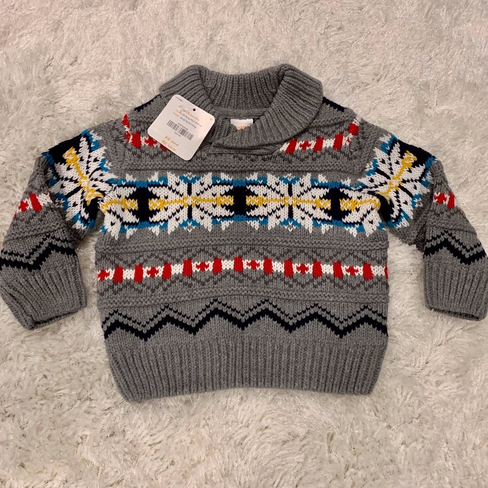 Fairisle Shawl Collar Sweater for Baby Boy